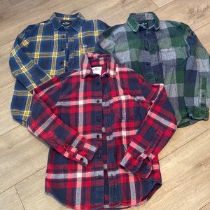Hollister bundle of 3 button down flannels
